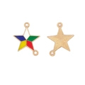 Star-shaped Kurdistan rainbow enamel jewelry connector with golden metal finish - Pentagram