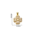 Detailed view of rotating gold clover pendant with zircon inlays and dimensions - 2# Four-leaf Clover Style (XH40816)
