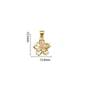 Detailed size view of the 15.5mm rotating gold flower pendant with zircon petals - 3# Cherry Blossom Style (XH40816)
