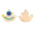 Cartoon astronaut on rainbow enamel charm pendant with golden metal backside - Rainbow Astronaut