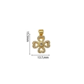Macro shot of gold clover pendant with cubic zirconia inlay showing 15.5mm x 13.7mm dimensions - 4# Heart Four-leaf Clover Style (XH40816)