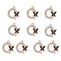 Detail of 10pcs gold alloy butterfly pendants with white rhinestones for DIY jewelry making - Butterfly Round Style (3#) / 10 Pieces Pack
