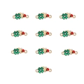 Detailed set of 10 golden alloy pendants featuring clover and ladybug for jewelry DIY - Clover & Ladybug Connector (1#)