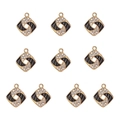 Détail de 10 breloques trèfle en émail noir avec strass pour la création de bijoux DIY - Style Tourbillon Losange (6#) / Lot de 10