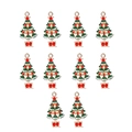 Set of 10 Christmas tree enamel charms with gold finish for DIY necklace and earring making - Christmas Tree Style (3#)