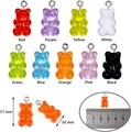 Macro detail of 17mm x 10mm resin gummy bear charms in nine translucent colors for DIY jewelry - 9 Colors Set / Multicolor