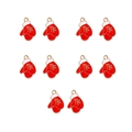 Set di 10 ciondoli a guanto di Natale in smalto rosso con fiocco d'oro per creazione gioielli - Stile Guanto (8#)