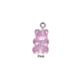 Close-up of a pink jelly resin gummy bear pendant with silver metal open loop for DIY - Style With Eye Pin / Pink