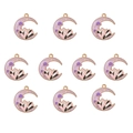 Set of 10 purple crescent moon and mushroom alloy charms for DIY jewelry making - Magic Moon