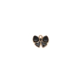 Detailed close-up of a black enamel bow charm with gold plating for DIY jewelry making - Black Bow Style
