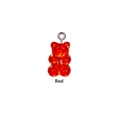 Macro detail of a red translucent gummy bear resin charm with a silver metal loop - Style With Eye Pin / Red