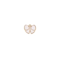 Close-up of a gold alloy bow pendant with white enamel finish for DIY jewelry crafting - White Bowknot Style