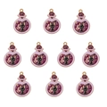 Detailed macro view of ten purple cat potion bottle tarot charms with gold metal edges - Magic Potion Bottle Cat