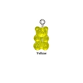 Detailed macro view of a yellow jelly resin bear pendant with a silver metal screw eye pin - Style With Eye Pin / Yellow