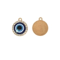 Blauer Anhänger Böser Blick mit Kristallkreis und strukturierter Rückseite in Roségold - 11# Gold Zirkon Rund