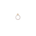 Detail of round white enamel pendant with gold-plated edges and a top hanging ring - White With Hollow Round Buckle