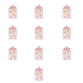 Set di 10 ciondoli in smalto rosa con campanellini dorati e motivi di fiori di pesco - Stile Fiocco Fiore di Pesco Rosa (3#)