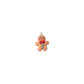 Close-up of resin gingerbread man pendant with red bow and silver metal ring - Blue Bow Style