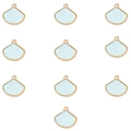 Detail of 10 light blue fan-shaped alloy charms with gold edges for DIY jewelry - Light Blue