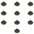 Set of 10 vintage fan-shaped alloy pendants with black enamel for DIY jewelry making - Black