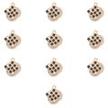 Detail van 10 beerhangers met zwarte klaver van email en witte strass-steentjes voor DIY - 2# Berenpatroon