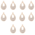 Set de 10 colgantes de gota oro rosa con brillantes diamantes para creación de joyas DIY - Estilo Gota de Agua