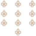 Set de diez dijes de trébol de oro brillante con cristales blancos para hacer joyas - Estilo Trébol de Cuatro Hojas