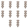 Dettaglio di dieci ciondoli a triangolo in oro rosa con smalto nero e zirconi per DIY - 6# Triangolo Invertito