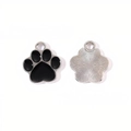 Cute metal cat paw pendant with black enamel finish and engraved back for DIY jewelry - Black