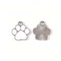 Detail of silver alloy cat paw pendant with white enamel and radial metal texture back - White