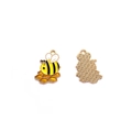 Detalle frontal y posterior de dijes de esmalte de abeja y panal para joyería DIY - Estilo Abeja en Panal