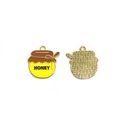 Vista detallada de colgantes de tarro de miel amarillos con letras HONEY para joyería DIY - Estilo Tarro de Miel con Lazo