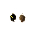 African woman silhouette pendant in gold alloy with black, yellow, and green enamel details - African Female Silhouette Style