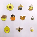 Colgantes de esmalte con abejas y tarros de miel para creación de joyas DIY - Estilos Mixtos Tema Abeja