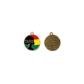 Pan-African 1865 Juneteenth pendant in gold finish with red, yellow and green enamel - Round 1865 Memorial Style