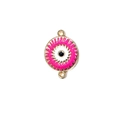 Böser Blick Anhänger in Pink aus Zinklegierung mit goldenen Ringen für DIY Schmuck - Rosa