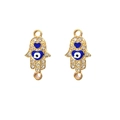 Connettore Mano di Fatima dorato con occhio greco e cristalli per gioielli DIY - Base Oro-Cuore in Smalto Blu (5#)