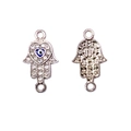 Ciondolo Mano di Fatima argento con strass e malocchio blu per creazione gioielli - Base Argento-Cuore Malocchio (4#)