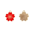 Enamel cherry blossom flower pendants in red and gold finish for DIY jewelry crafting - Cherry Blossom Style (1#)