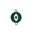 Golden zinc alloy evil eye connector with dark green enamel finish for DIY jewelry - 14# Dark Green