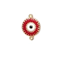 Red Evil Eye connector charm with gold finish and dual-hole links for DIY jewelry making - 2# Red