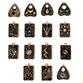 Gothic Tarot-Anhänger in schwarzer Emaille und Gold-Optik für DIY-Schmuckherstellung - Gemischte Musterkollektion (16#)