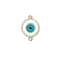 Golden zinc alloy evil eye jewelry connector with light blue enamel finish for DIY bracelets - Sky Blue