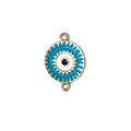 Sky blue enamel evil eye charm with gold finish and double loops for jewelry making - 5# Sky Blue Round