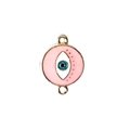 Pink enamel evil eye charm pendant with gold finish and double loops for DIY jewelry - 15# Pink Eye