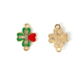 DIY clover charm with red and green enamel coating and center zircon in gold finish - Clover Style (8#)