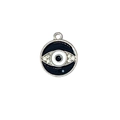 Silver-plated evil eye pendant with black enamel inlay and sparkling rhinestones - 6# Black Rhinestone