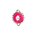 Golden alloy and rose pink enamel evil eye connector charm for DIY jewelry - 7# Rose Pink