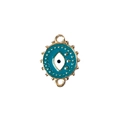 Zinc alloy evil eye charm connector in blue and gold for handmade jewelry DIY - Lake Blue