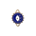 Zinc alloy evil eye charm with blue enamel finish and gold edges for jewelry making - 10# Dark Blue Rings